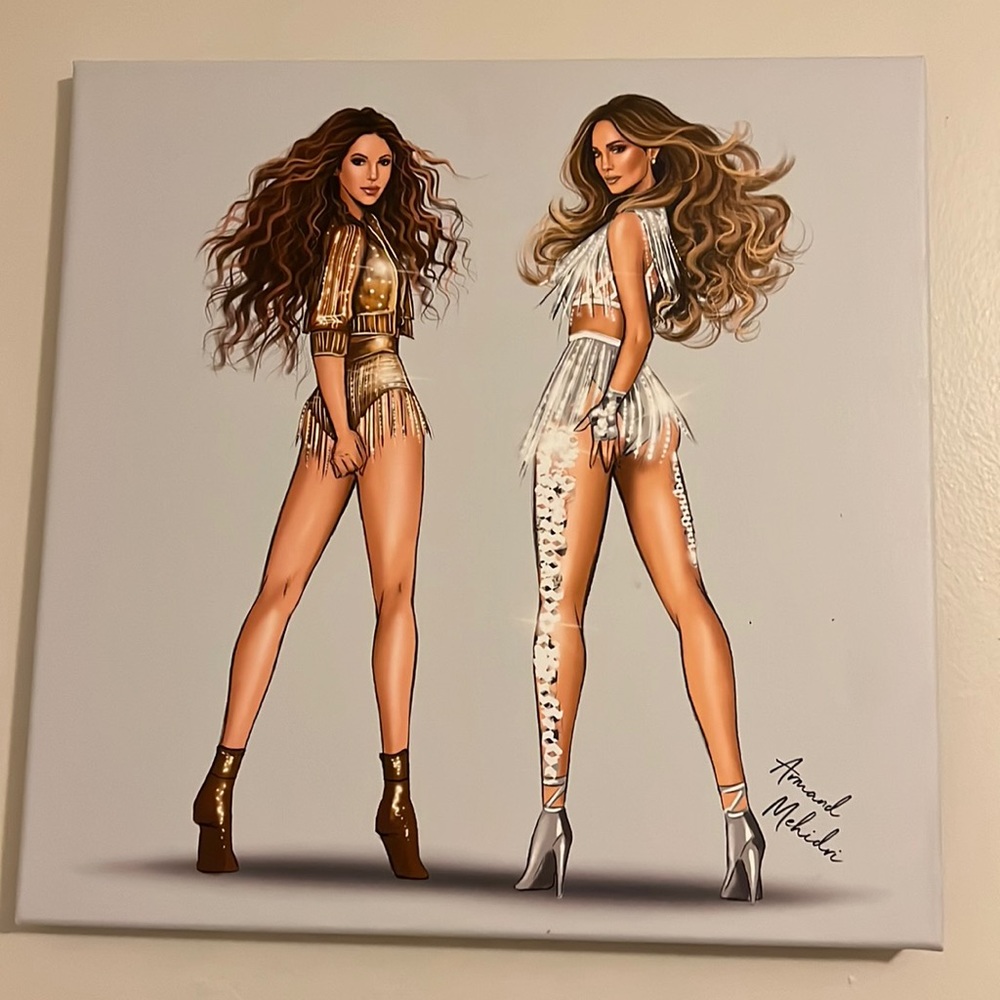 18x18 inches Jennifer Lopez and Shakira framed art